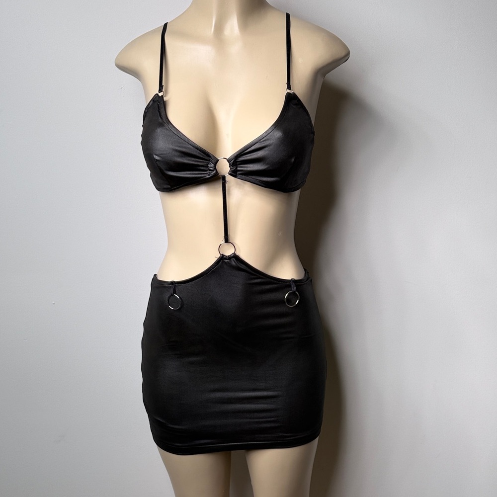 Dolls Kill Black Cutout Mini Dress with Ring Details NWOT